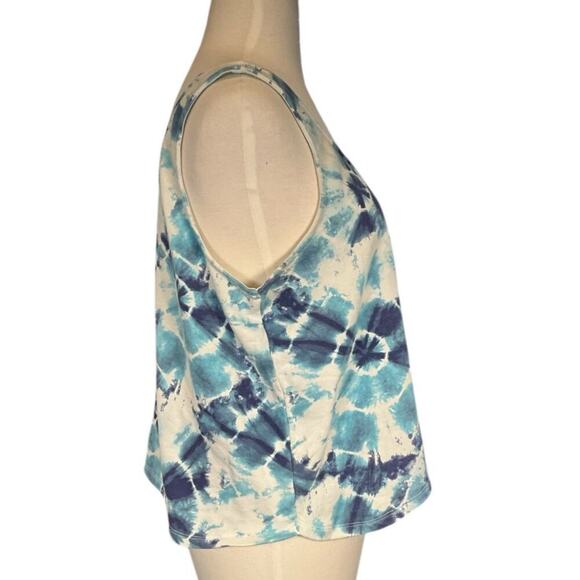 Old Navy Light-Weight Textured-Knit Lounge Tank Top Large Blue Spiral Tie-Dye - Picture 2 of 8